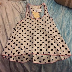Flowy Black and White Polka Dot Top Size M